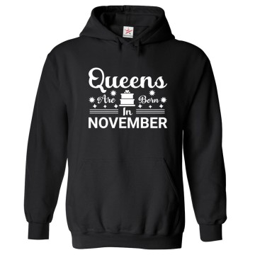 Queens Are Born In November Birthday Celebration Funny Unisex Kids & Adult Pullover Hoodie									